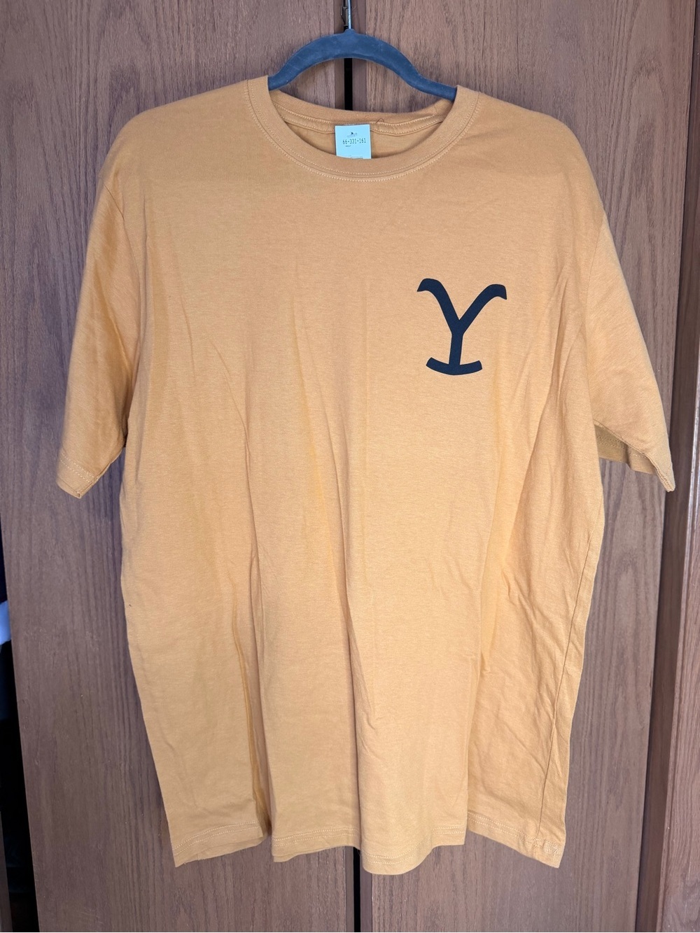 Yellow Short-Sleeve Crewneck Tee with Black Chest Logo